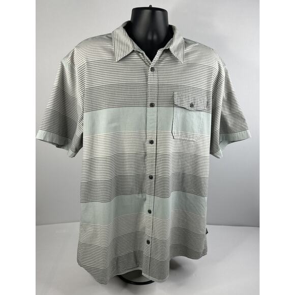Howler Brothers San Gabriel Shirt Mens XL Grey Striped Short Sleeve Button Up - Picture 1 of 9